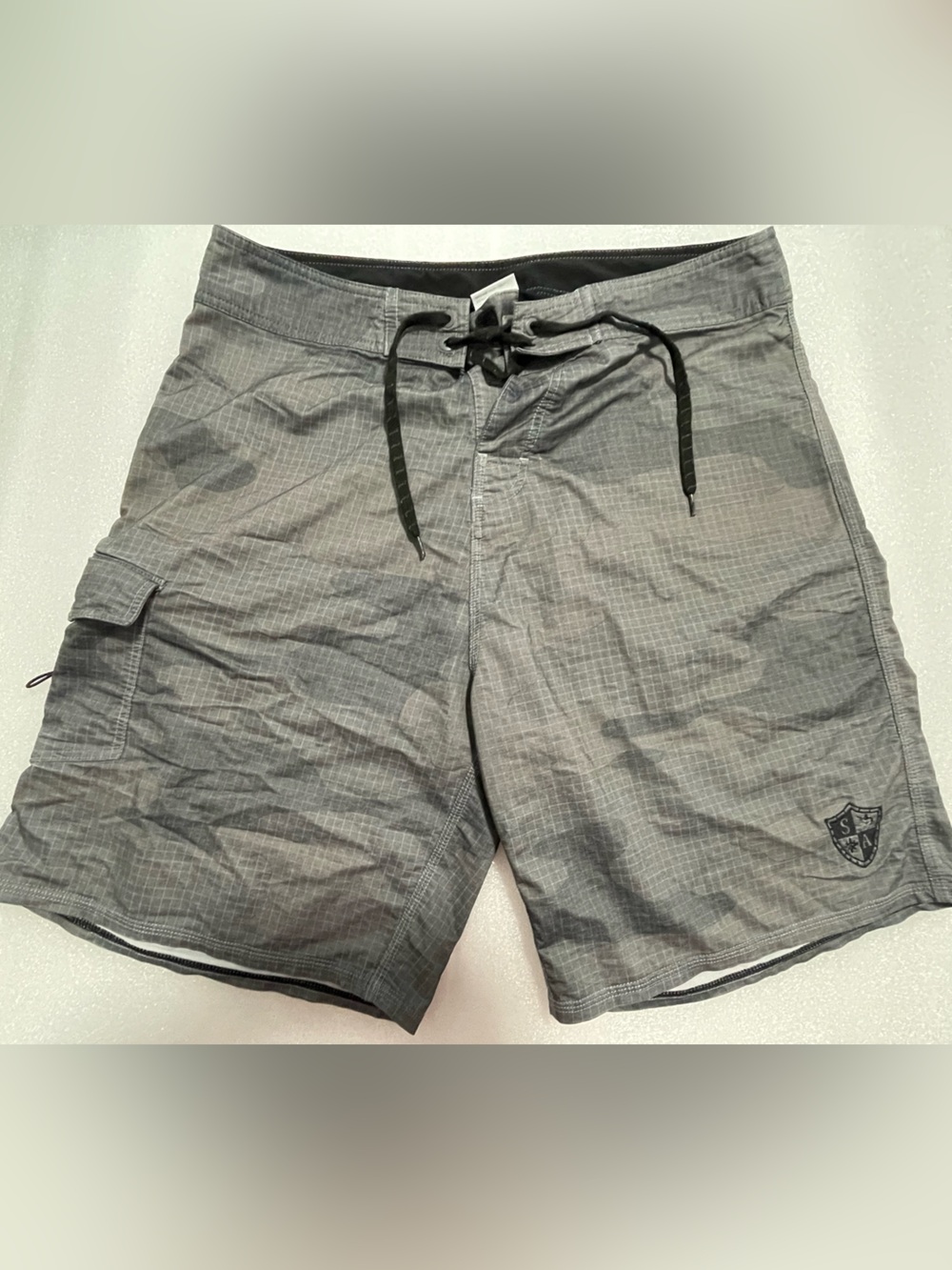 Men's Grey Board Shorts with Drawstring Waist